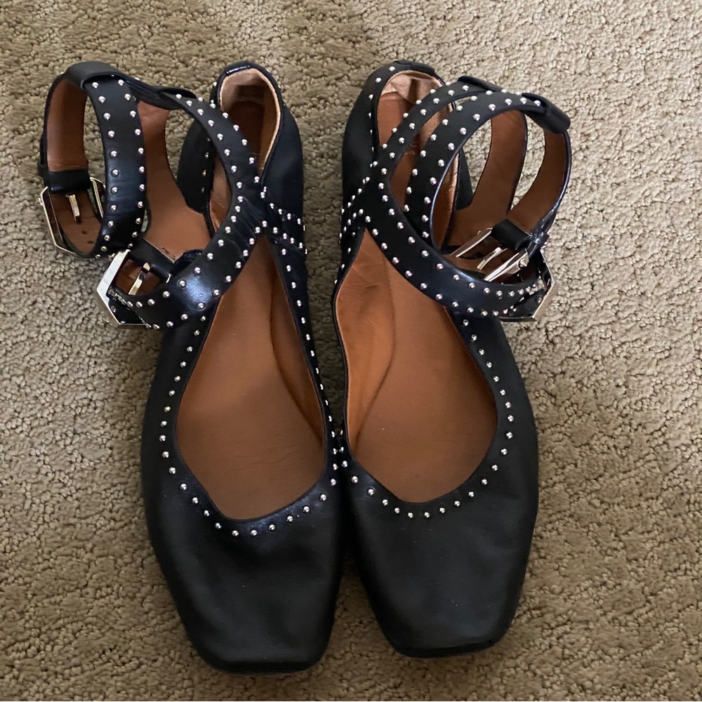 Givenchy Black Flats with Silver Studs